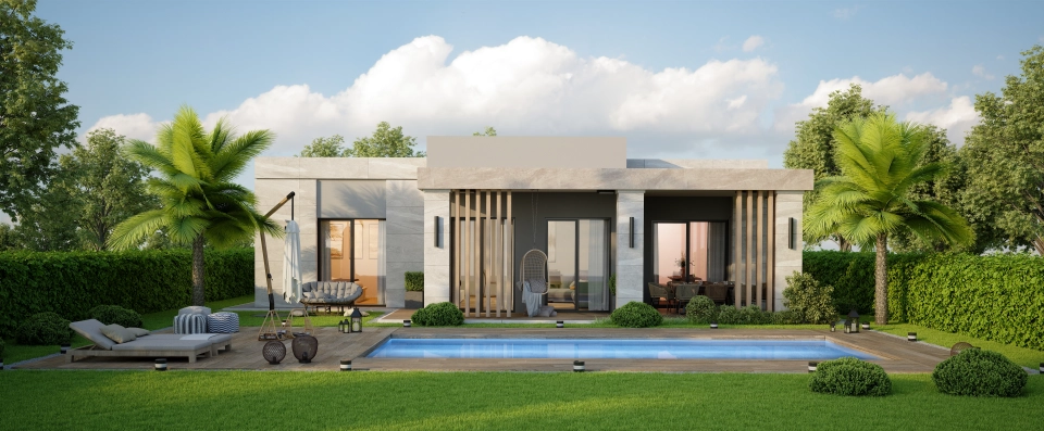 Villas with sea and lake view together